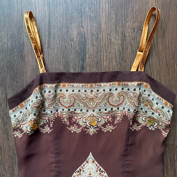 Lyndia Sequin Ornamental Cocktail Dress Brown Gold Size 4 - Picture 6 of 16